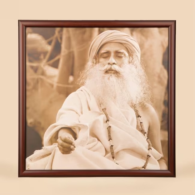 Sadhguru Photo (20x20). Wooden Finish